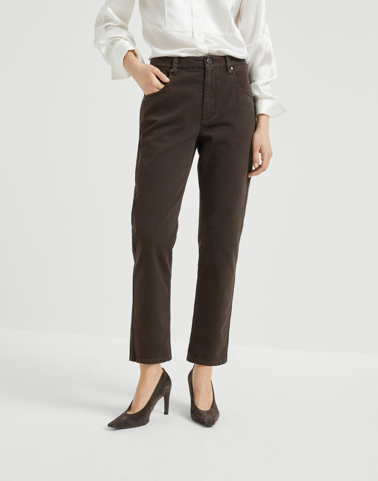 Straight five-pocket trousers Chocolate Woman - Brunello Cucinelli