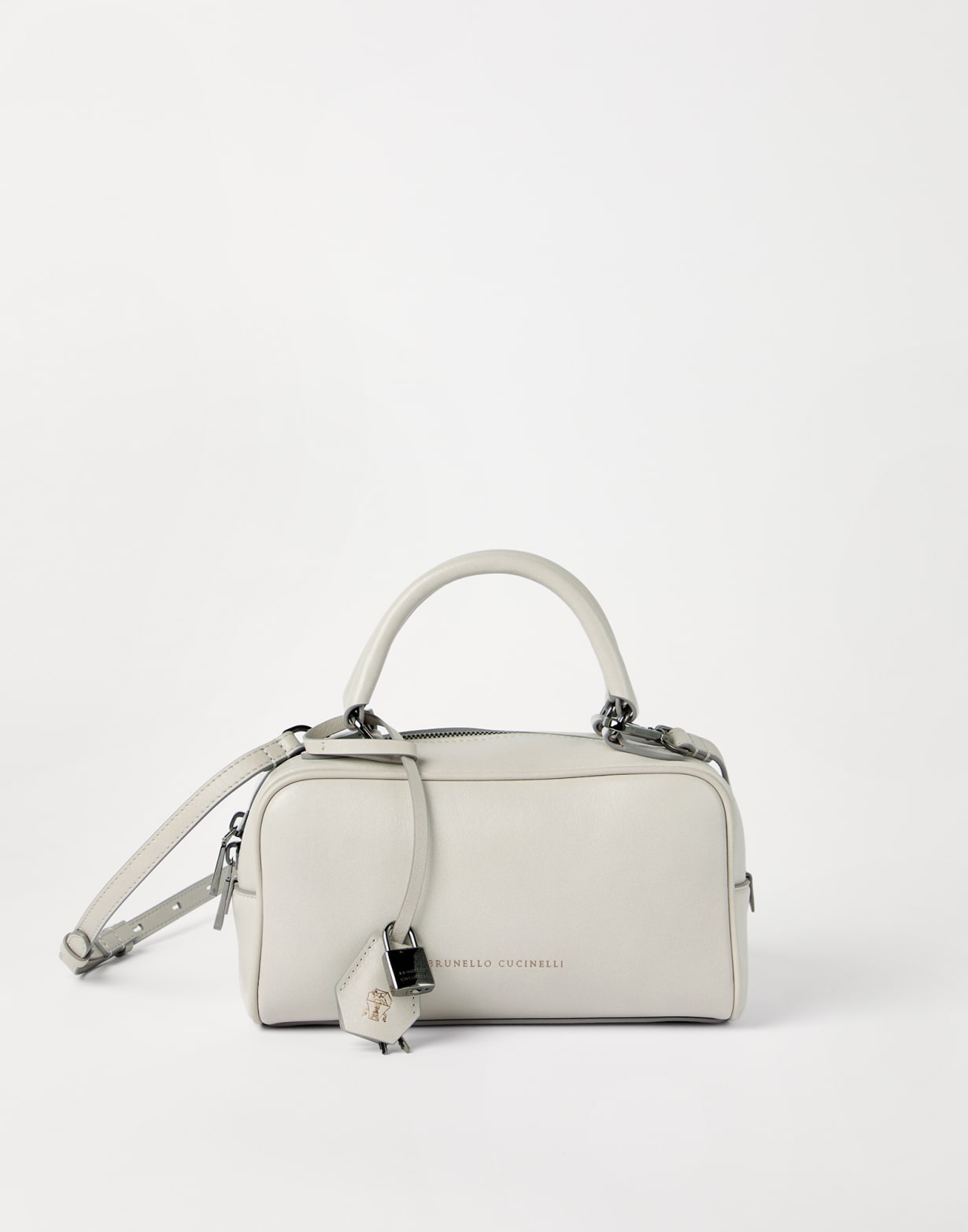 Small nappa Boston Explorer bag Ivory Woman - Brunello Cucinelli