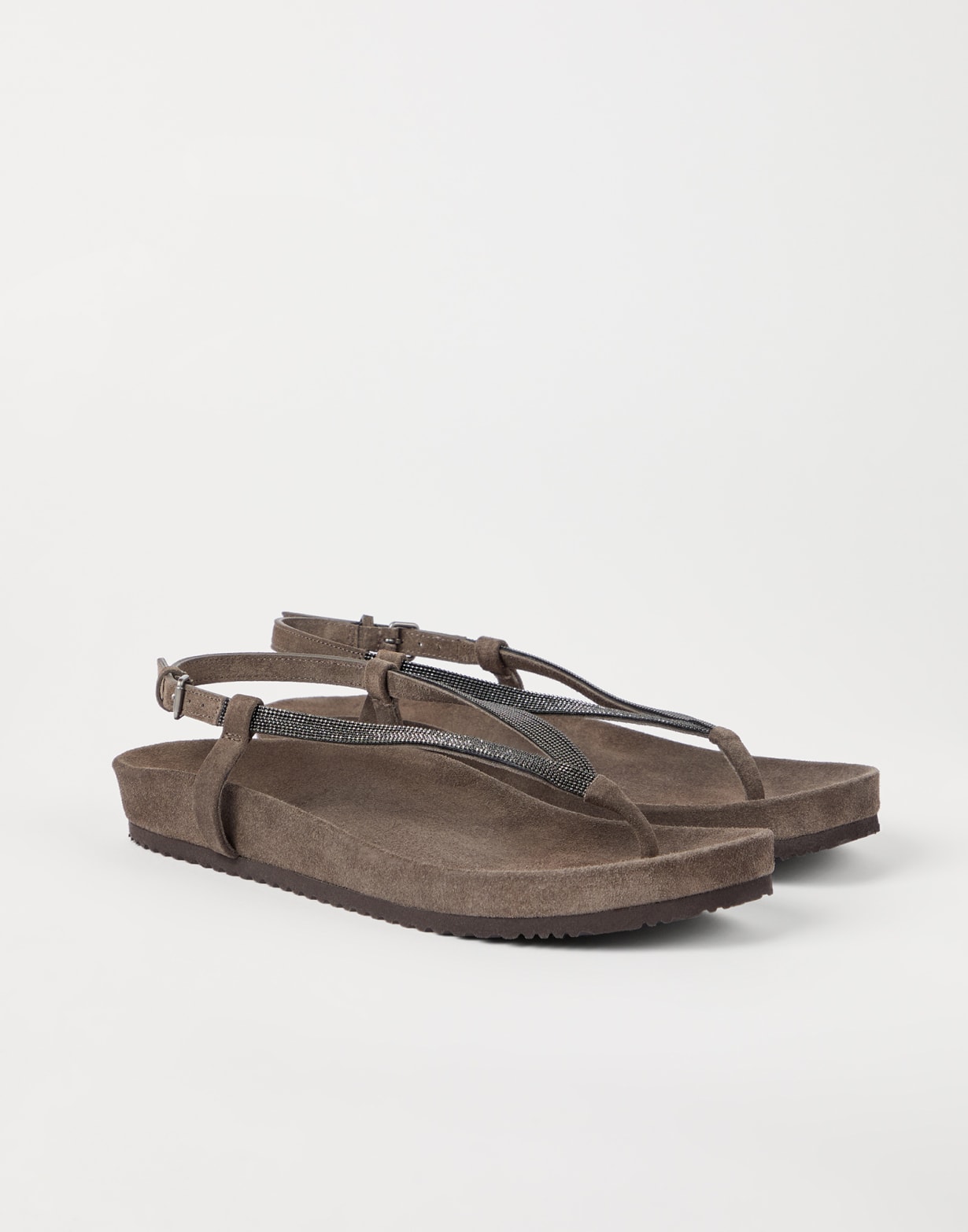 Sandals with monili Brown Woman - Brunello Cucinelli
