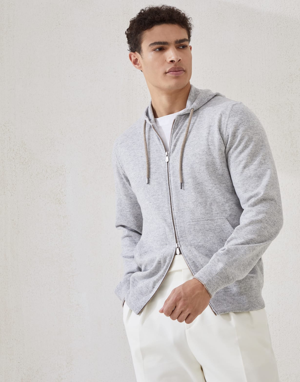 Sweatshirt-style cardigan Pebble Man - Brunello Cucinelli