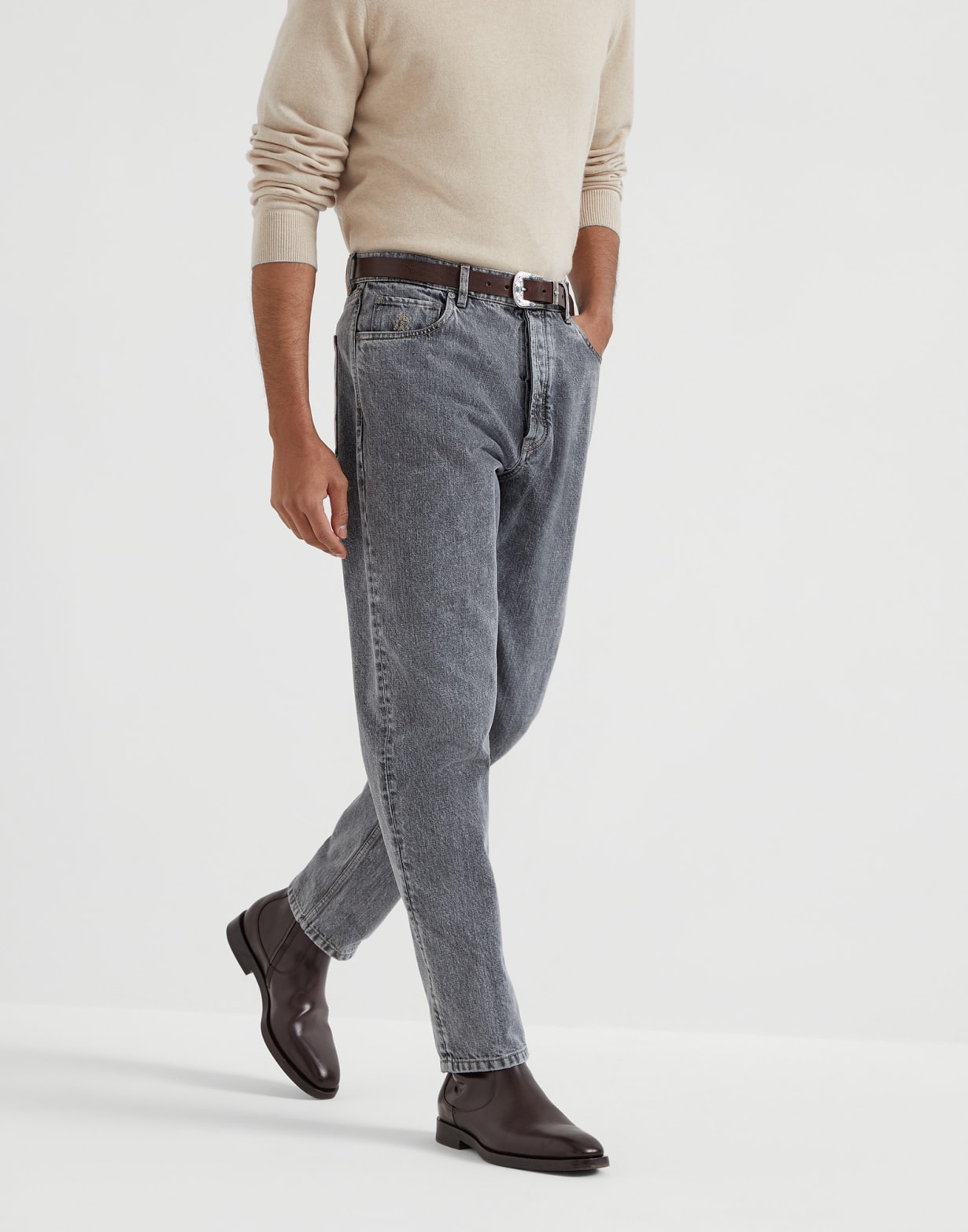 Pantalon cinq poche Gris Moyen Homme - Brunello Cucinelli
