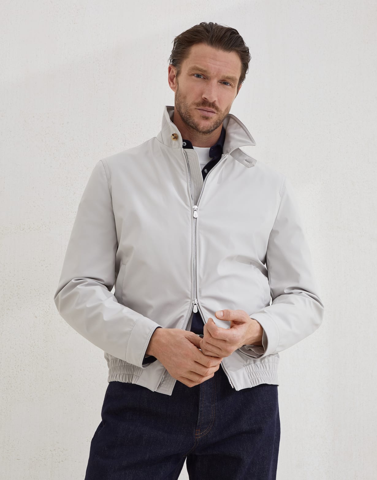 尼龙面料飞行员夹克 象牙色 男款 - Brunello Cucinelli