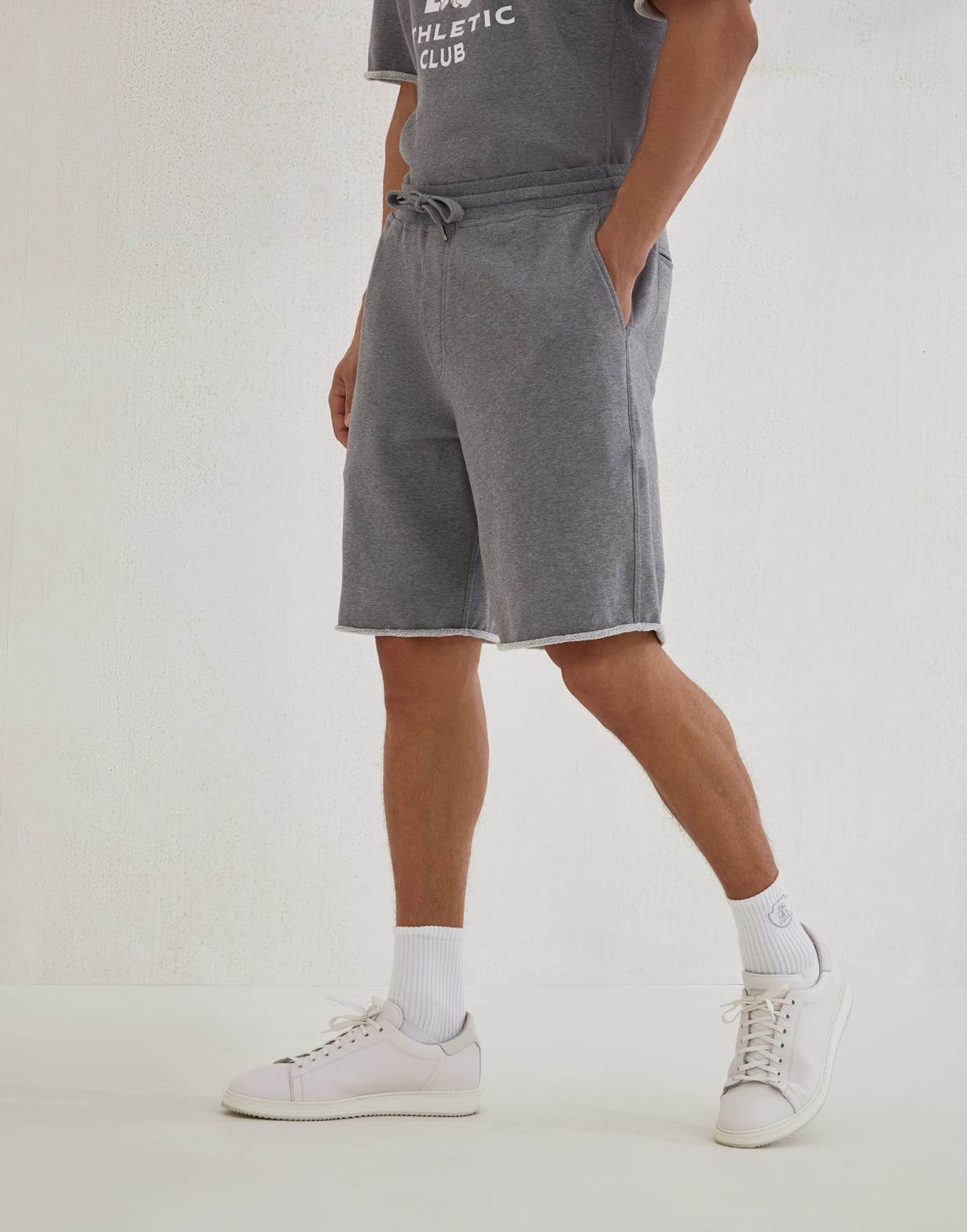 French terry Bermuda shorts Medium Grey Man - Brunello Cucinelli