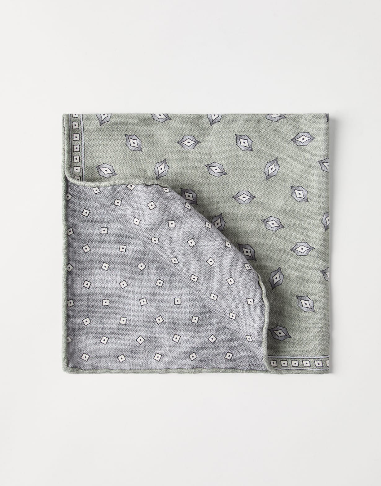 Pocket square with pattern Khaki Man - Brunello Cucinelli