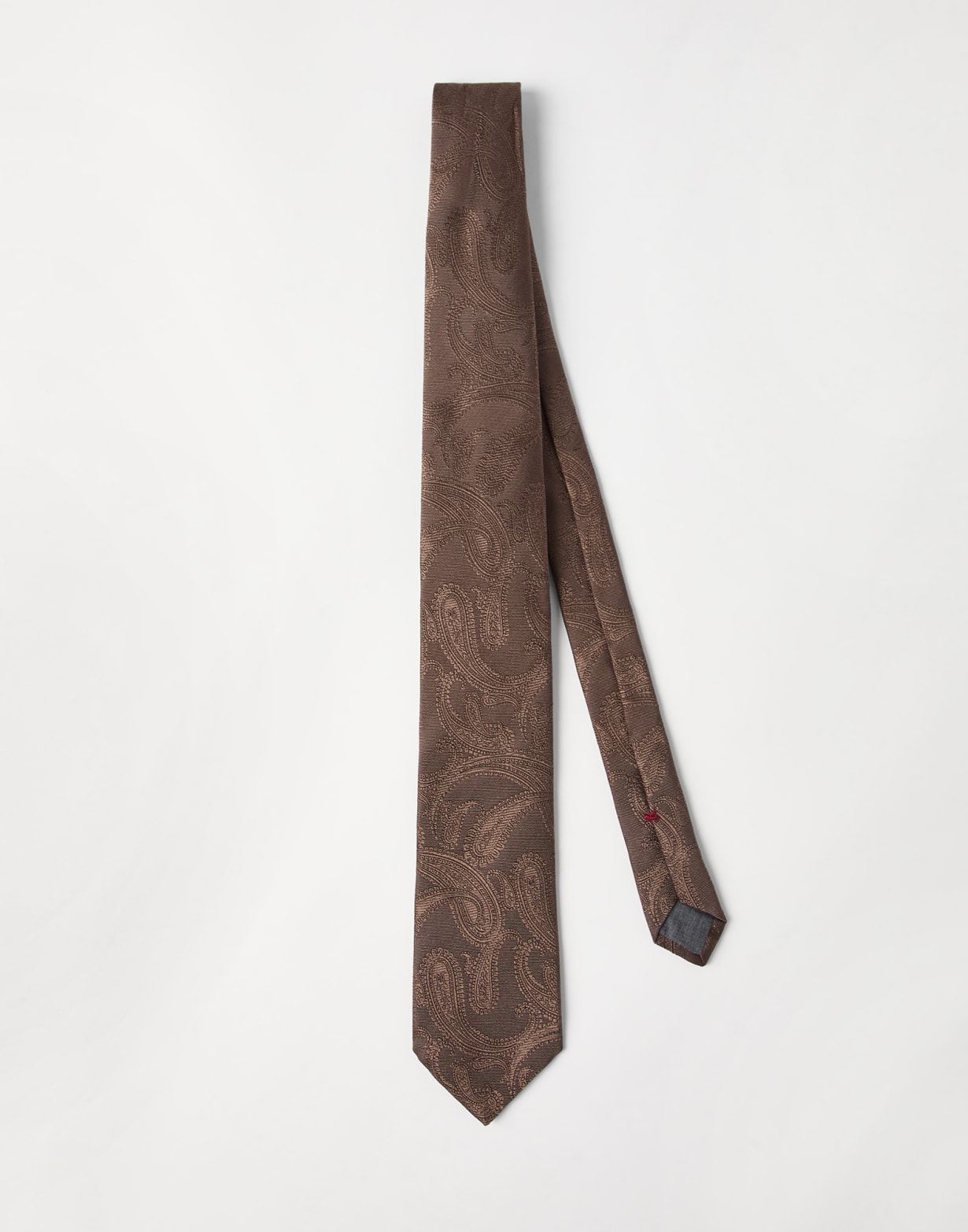 图案真丝领带 榛子色 男款 - Brunello Cucinelli