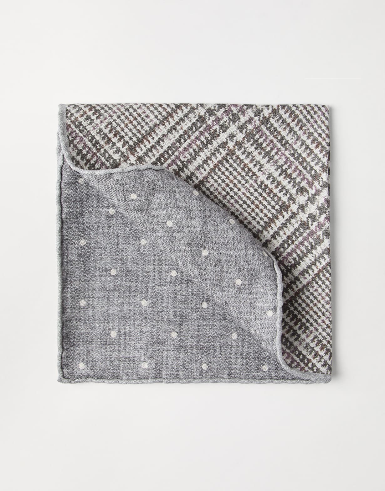 Prince of Wales pocket square Light Grey Man - Brunello Cucinelli