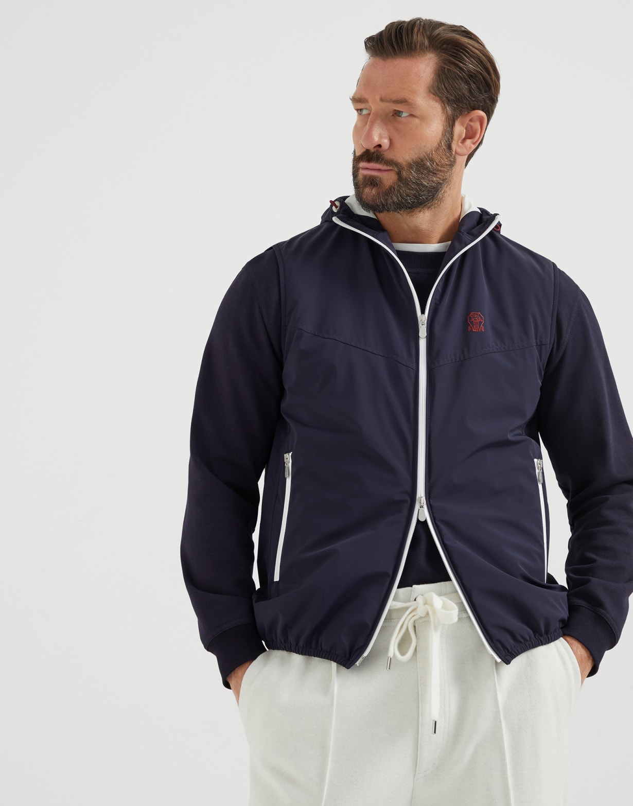 フィリング入り ナイロン ベスト ネイビーブルー メンズ - Brunello Cucinelli