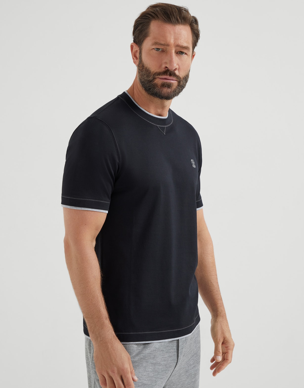 Camiseta con capas de imitación Negro Hombre - Brunello Cucinelli