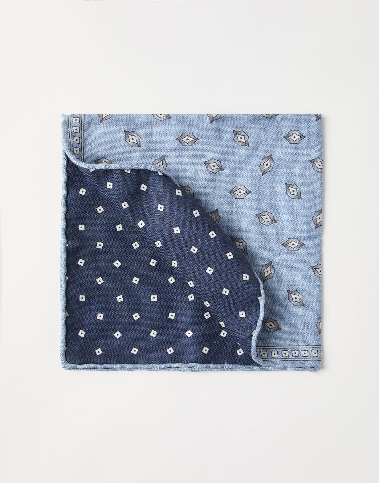 带图案设计的口袋巾 牛仔蓝 男款 - Brunello Cucinelli
