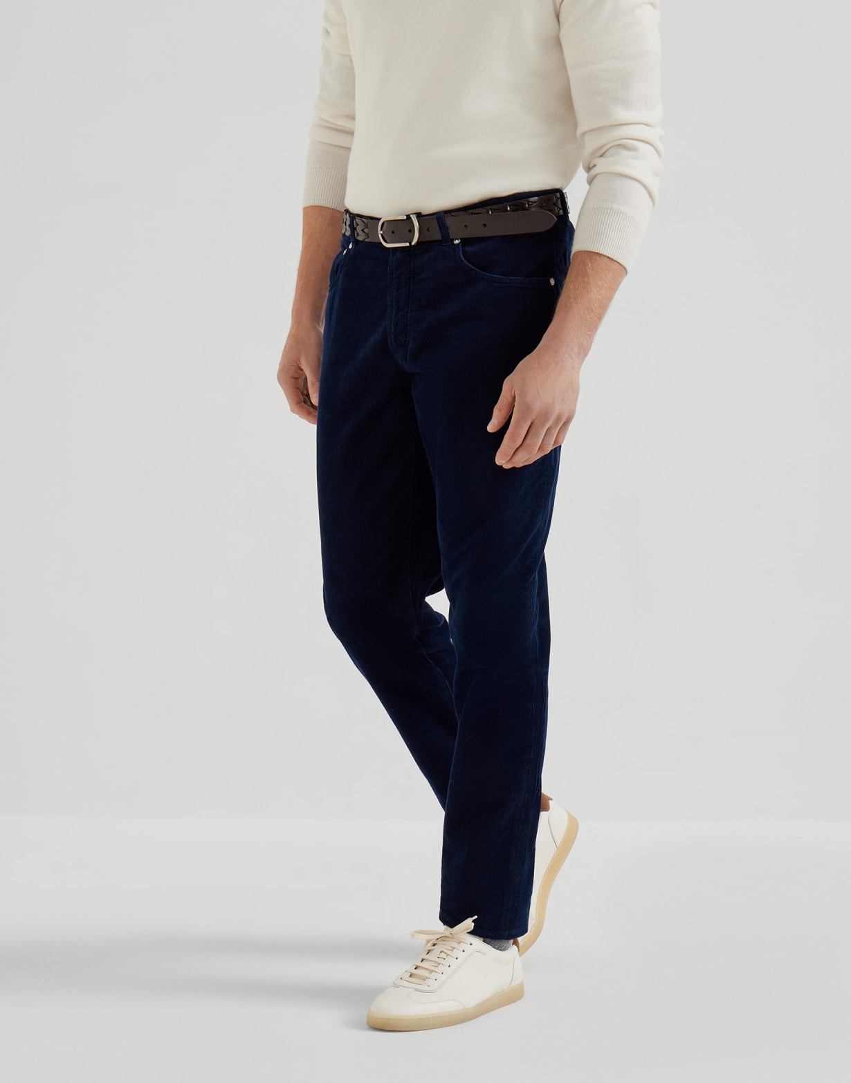 Corduroy trousers Navy Blue Man - Brunello Cucinelli