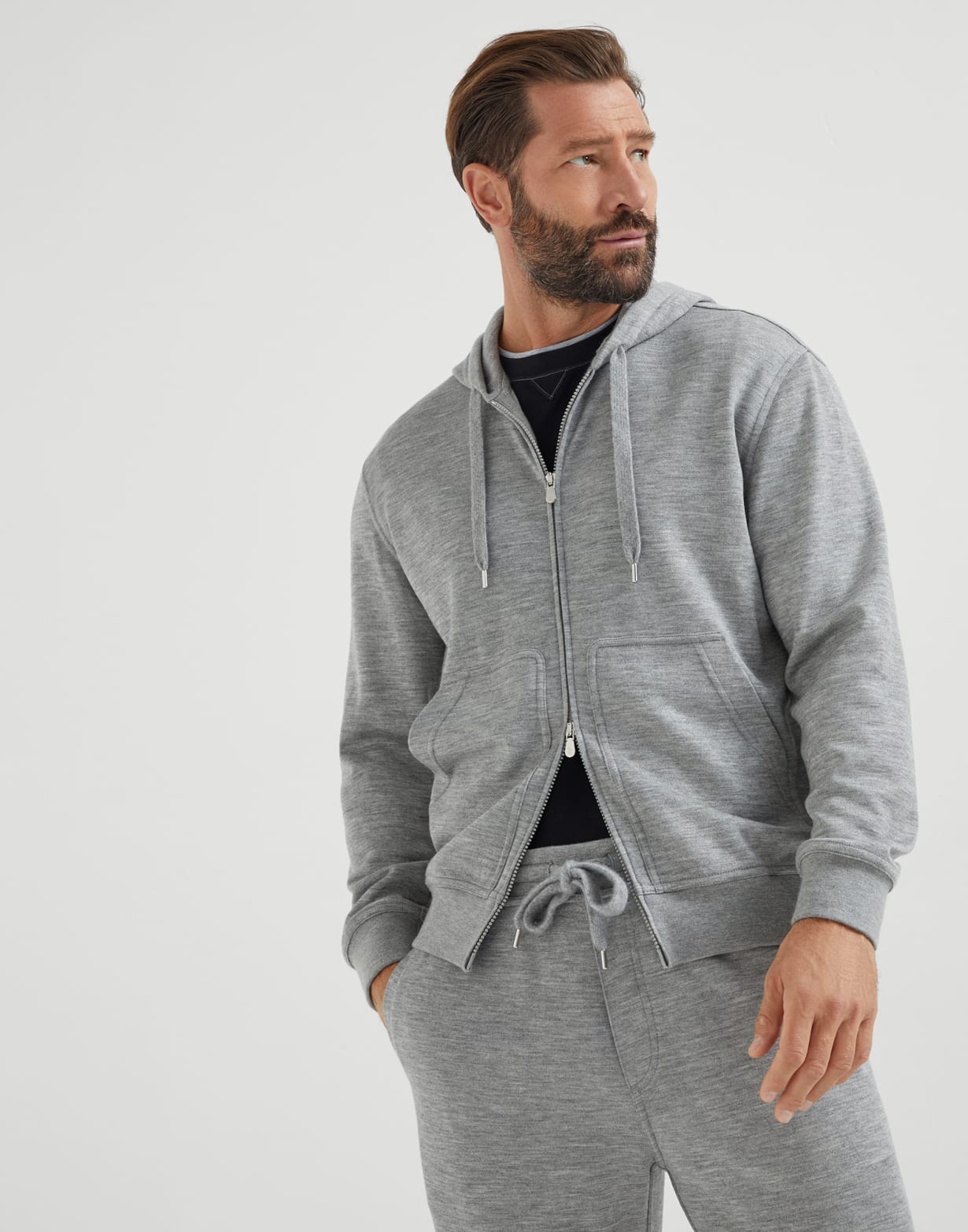 Cashmere and silk French terry sweatshirt Grey Man - Brunello Cucinelli