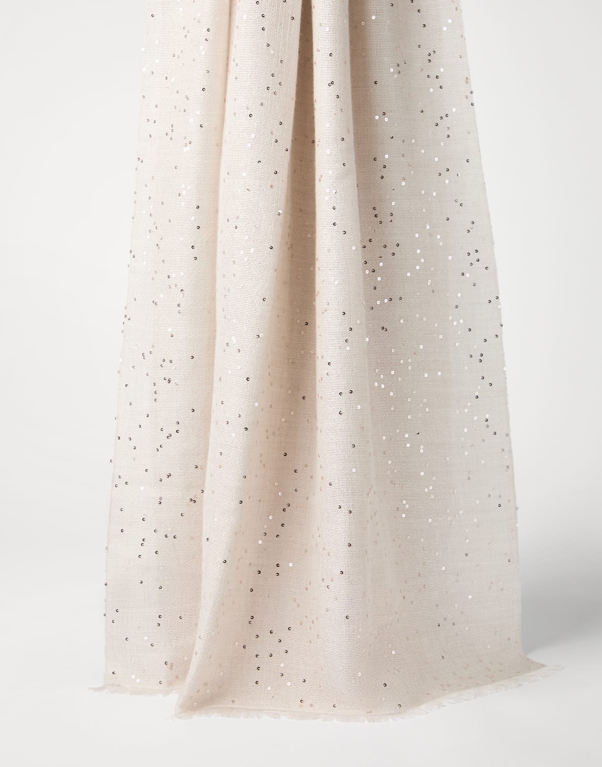 羊绒和亮丝绸料围巾 燕麦色 女款 - Brunello Cucinelli