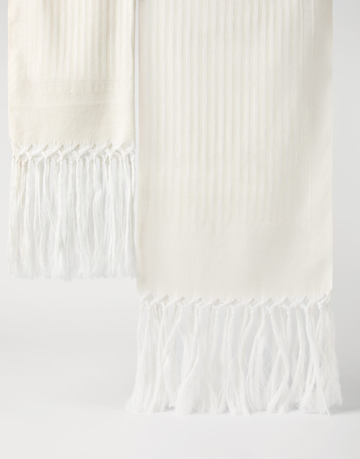 Pair of chevron towels White Lifestyle - Brunello Cucinelli