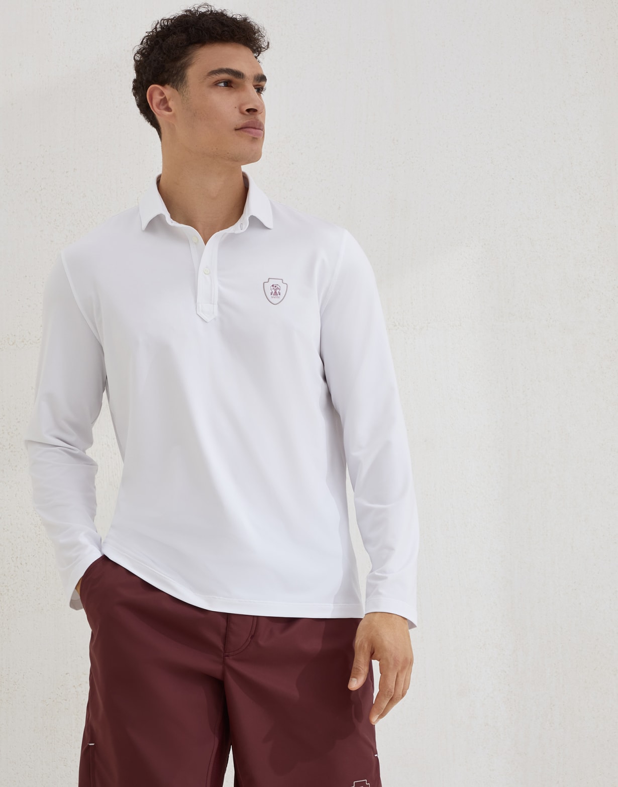 长袖马球衫 白色 男款 - Brunello Cucinelli