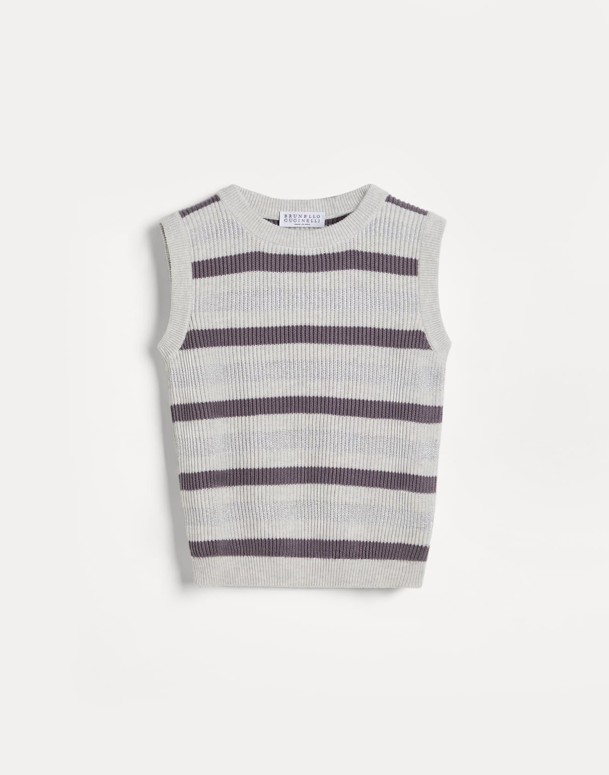 Cotton sparkling Stripes top Grey Girls - Brunello Cucinelli