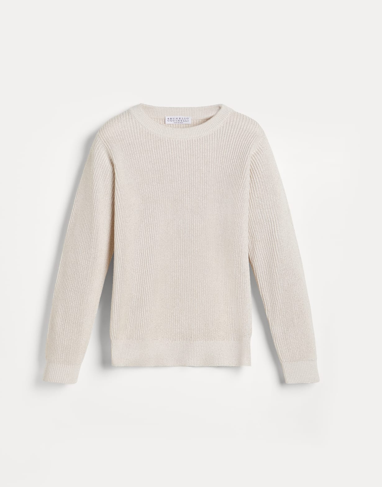双线棉闪烁针织衫 巴拿马色 女童 - Brunello Cucinelli