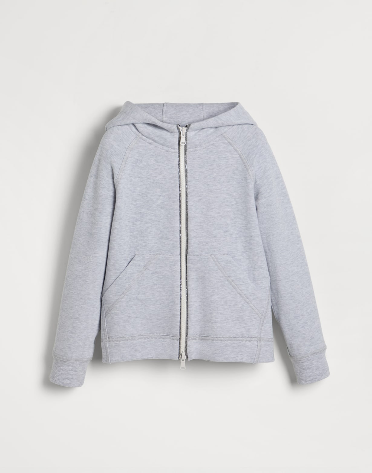 Smooth cotton French terry sweatshirt Light Grey Girls - Brunello Cucinelli