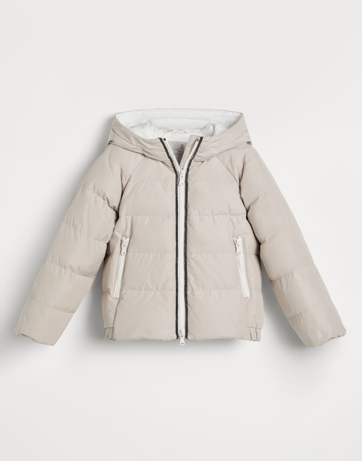 防泼水塔夫绸羽绒外套 米色丝绸 女童 - Brunello Cucinelli