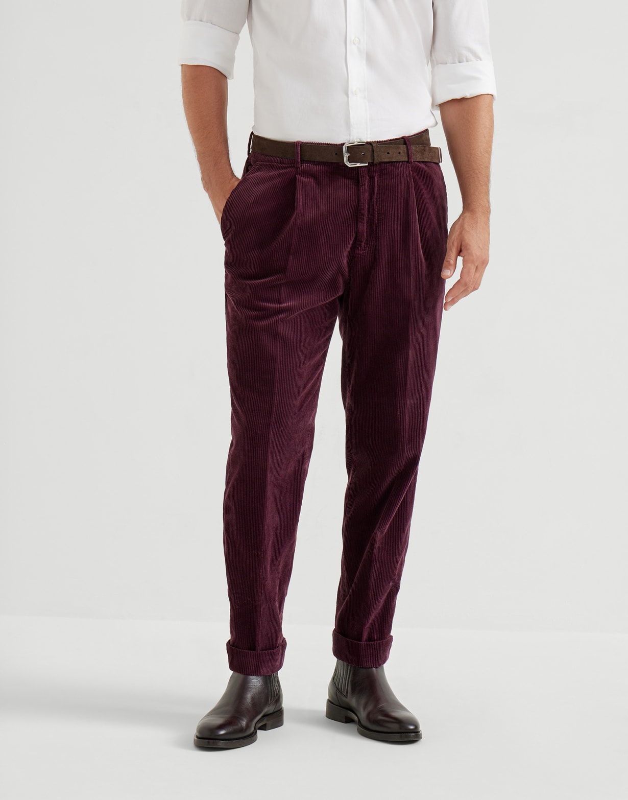 Pantalon teint en pièce Violet Homme - Brunello Cucinelli