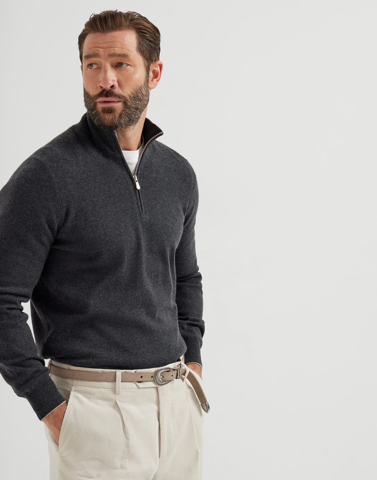 Jersey de cachemir Carbón Hombre - Brunello Cucinelli