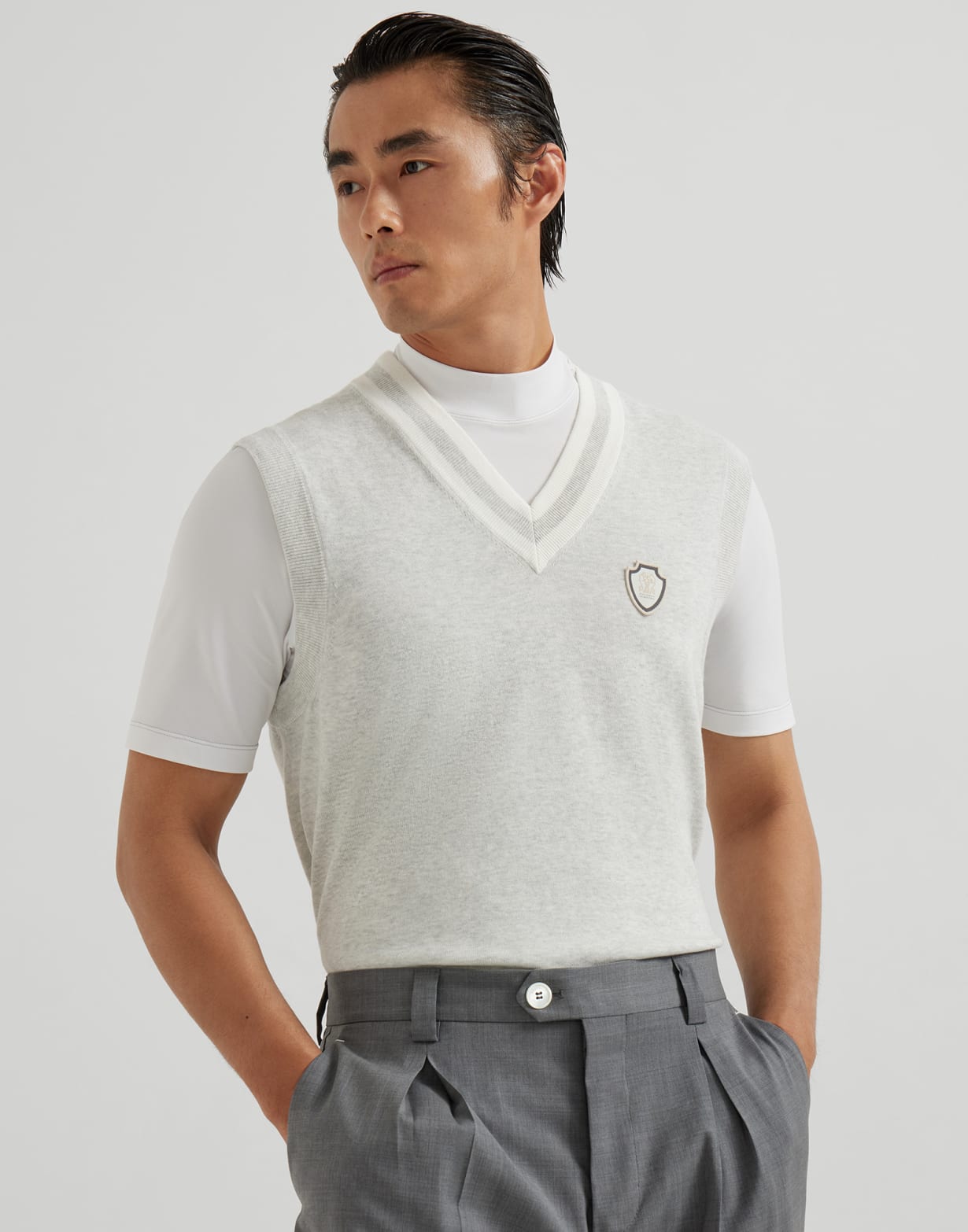 棉质背心 雾白 男款 - Brunello Cucinelli