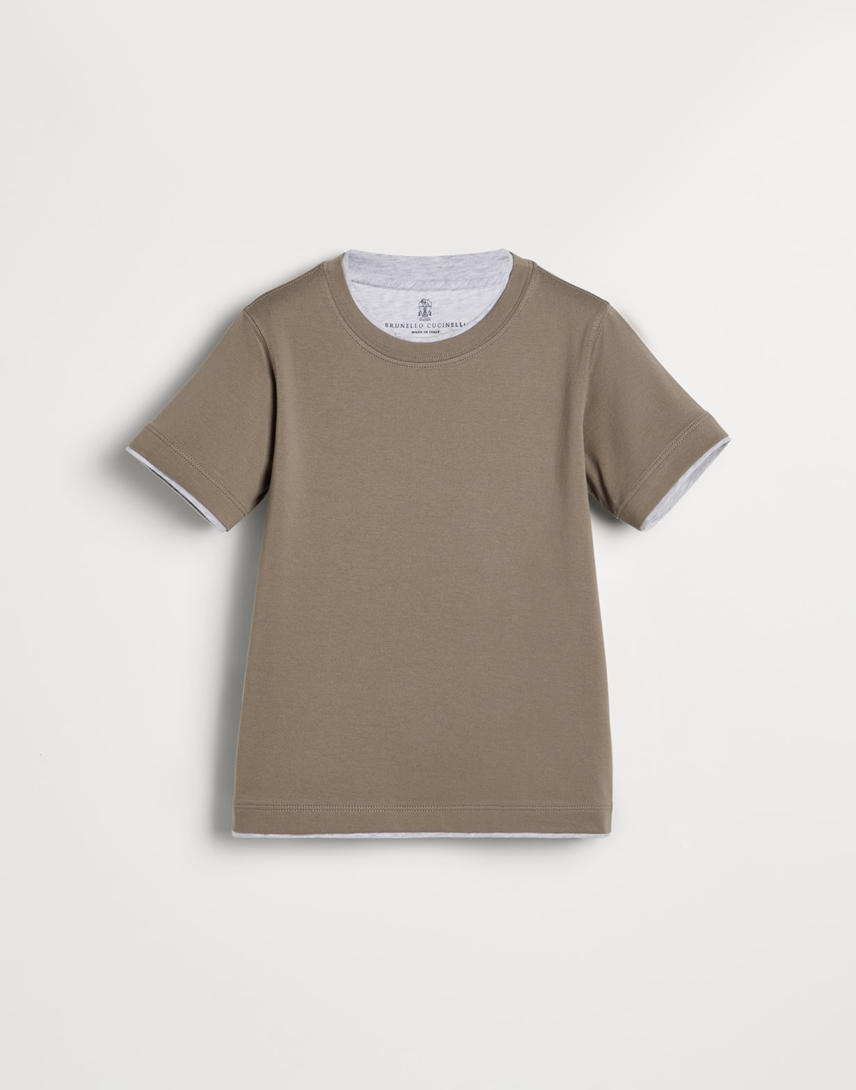 假叠层T恤 卡其 男童 - Brunello Cucinelli