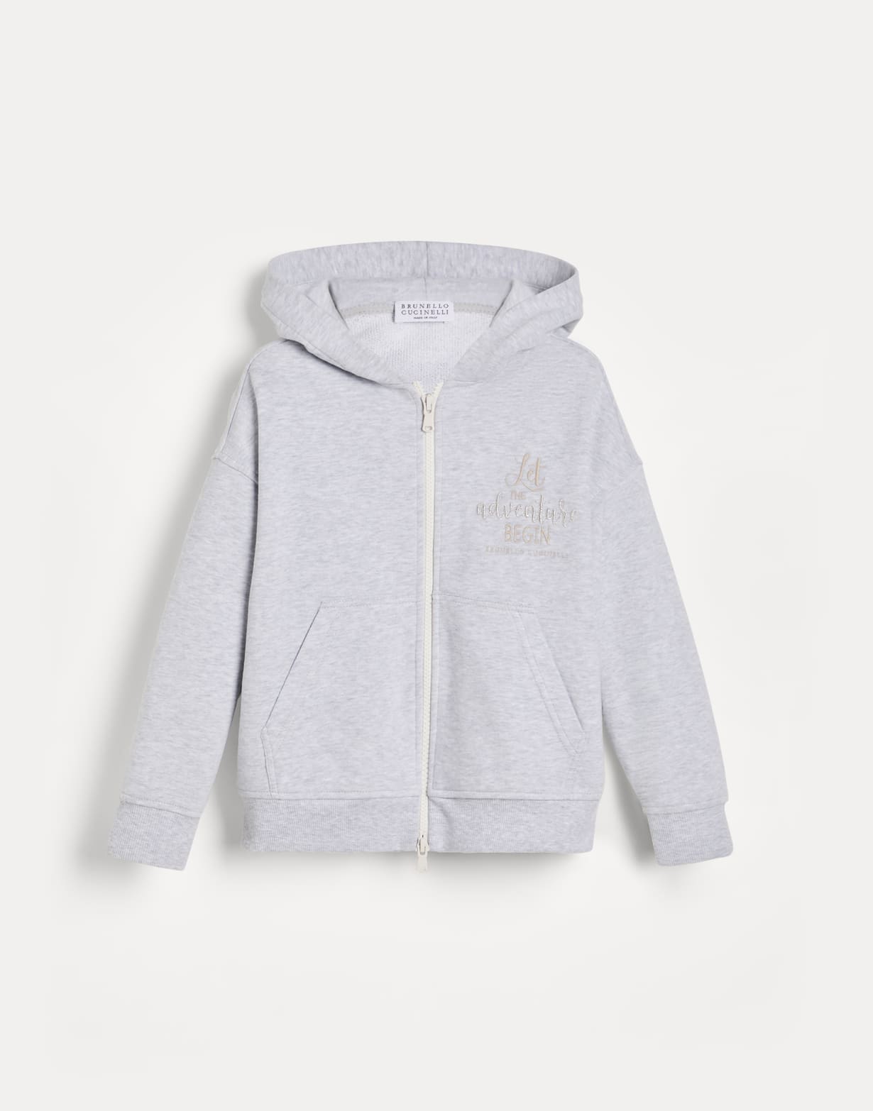 Cotton French terry sweatshirt Light Grey Girls - Brunello Cucinelli