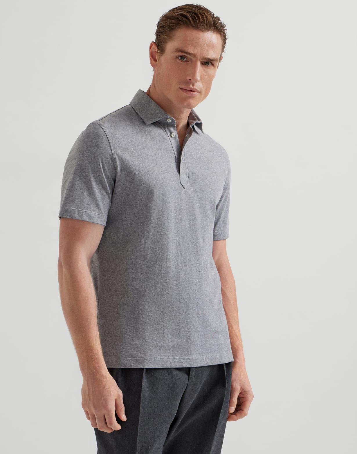 Polo with shirt collar Grey Man - Brunello Cucinelli