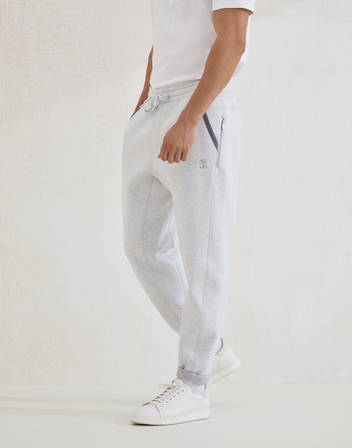Double cloth trousers Pearl Grey Man - Brunello Cucinelli