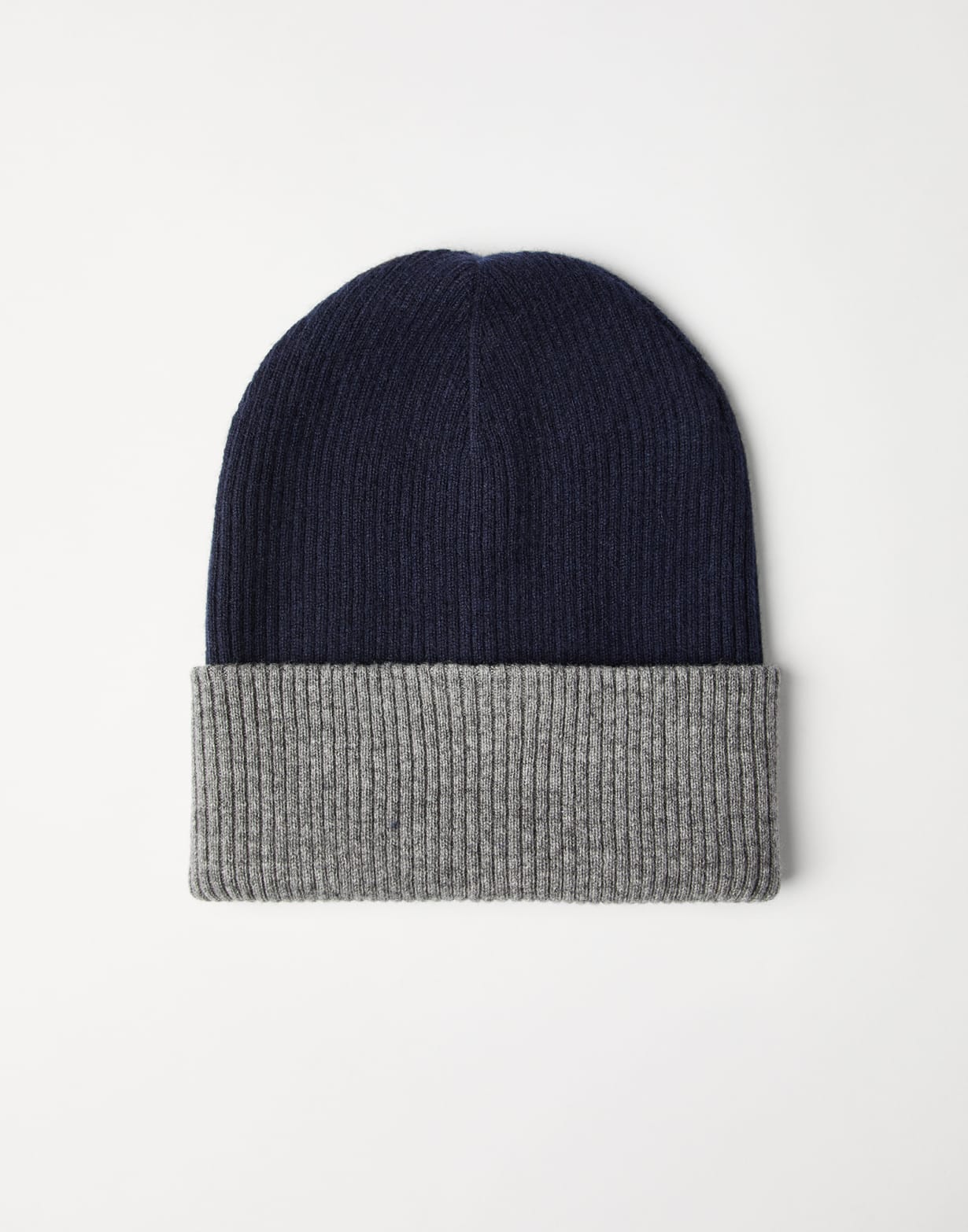 Cashmere rib knit beanie Navy Blue Man - Brunello Cucinelli