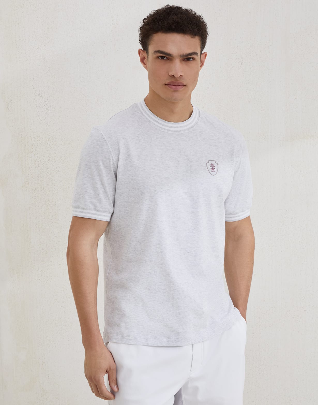 Jersey T-shirt Pearl Grey Man - Brunello Cucinelli