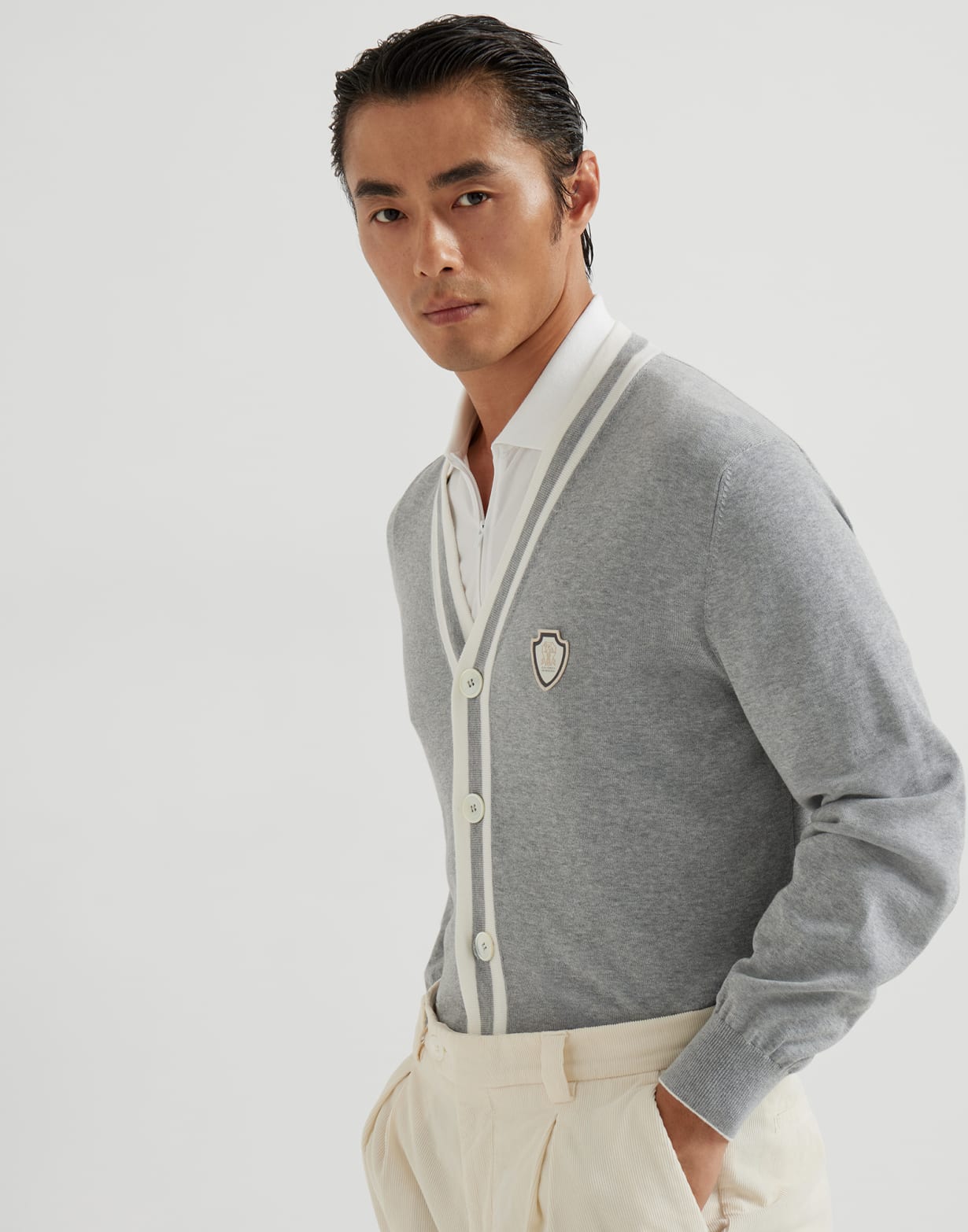Cotton cardigan Grey Man - Brunello Cucinelli