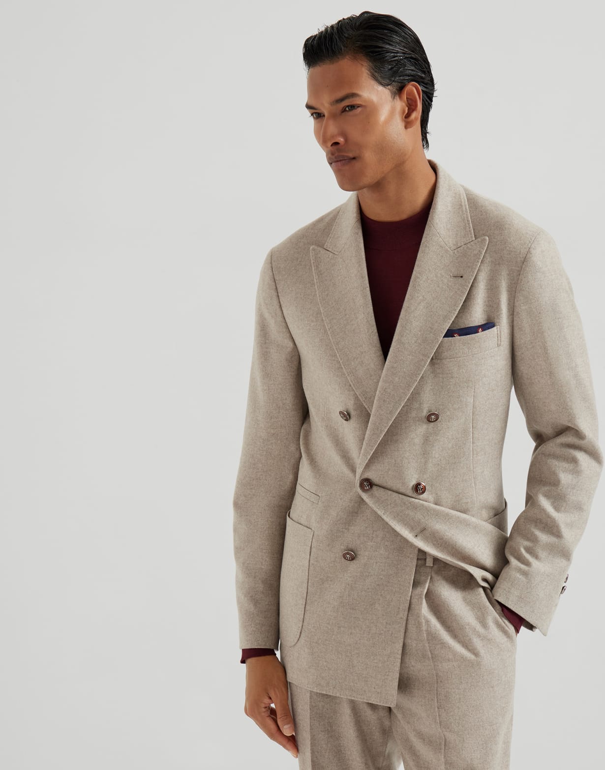 半双排扣解构夹克 米黄 男款 - Brunello Cucinelli