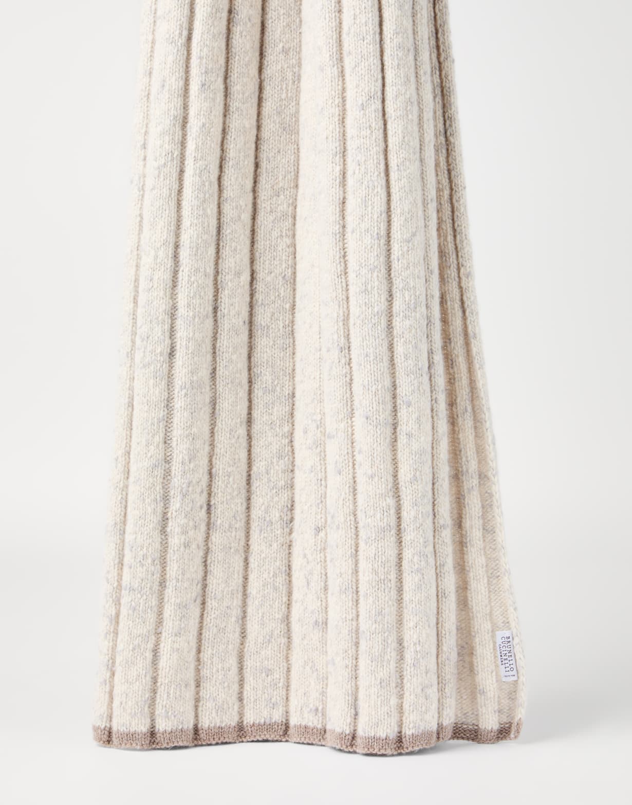 羊绒编织围巾 珠光白 男款 - Brunello Cucinelli