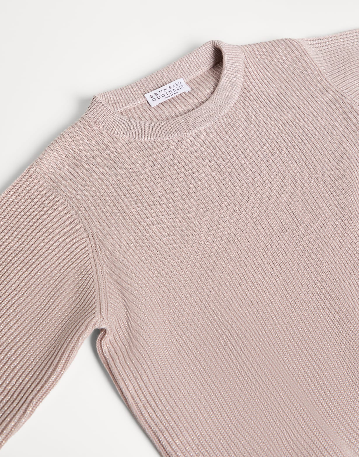 双线棉闪烁针织衫 粉红色 女童 - Brunello Cucinelli