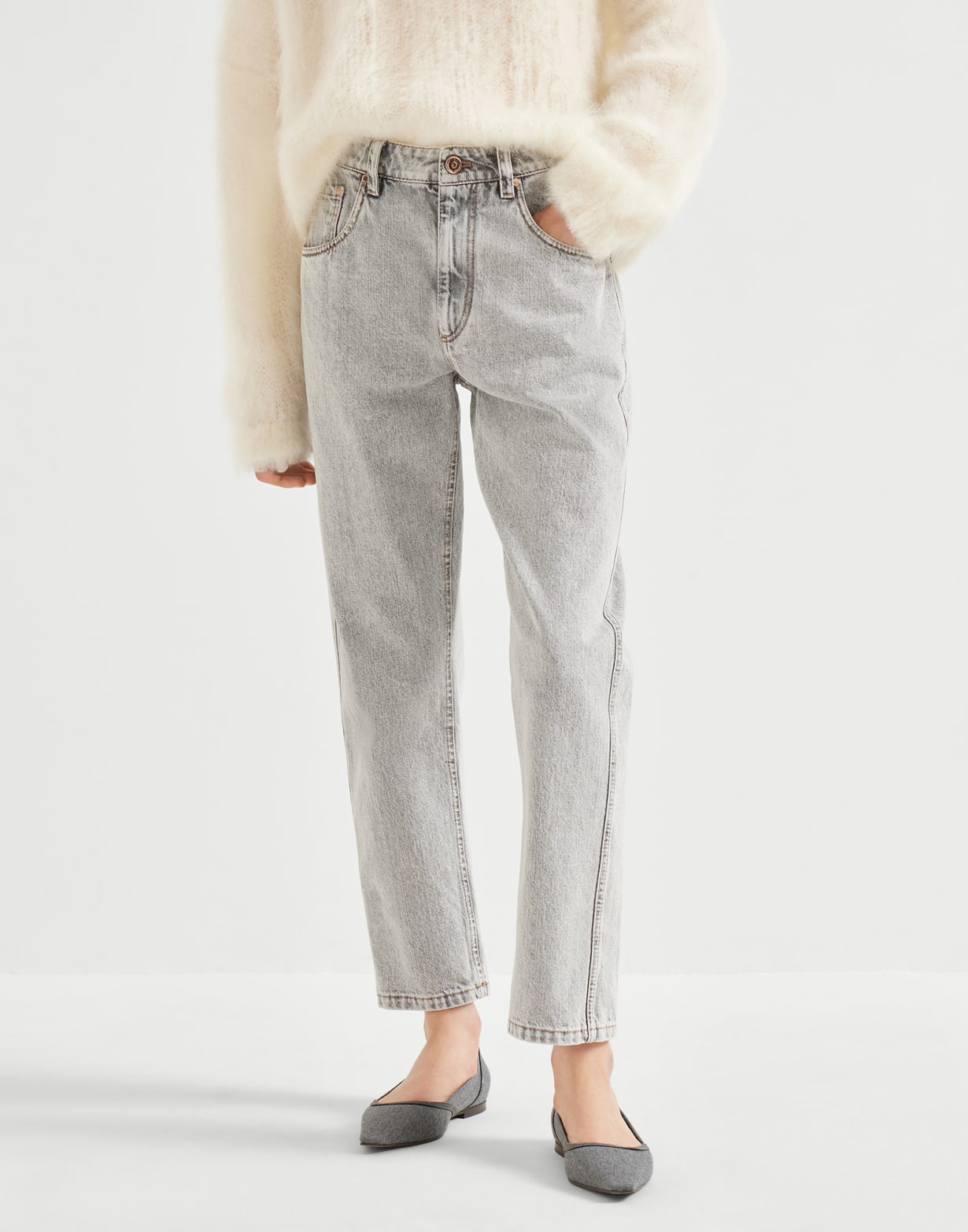 Straight-Hose Grau Damen - Brunello Cucinelli