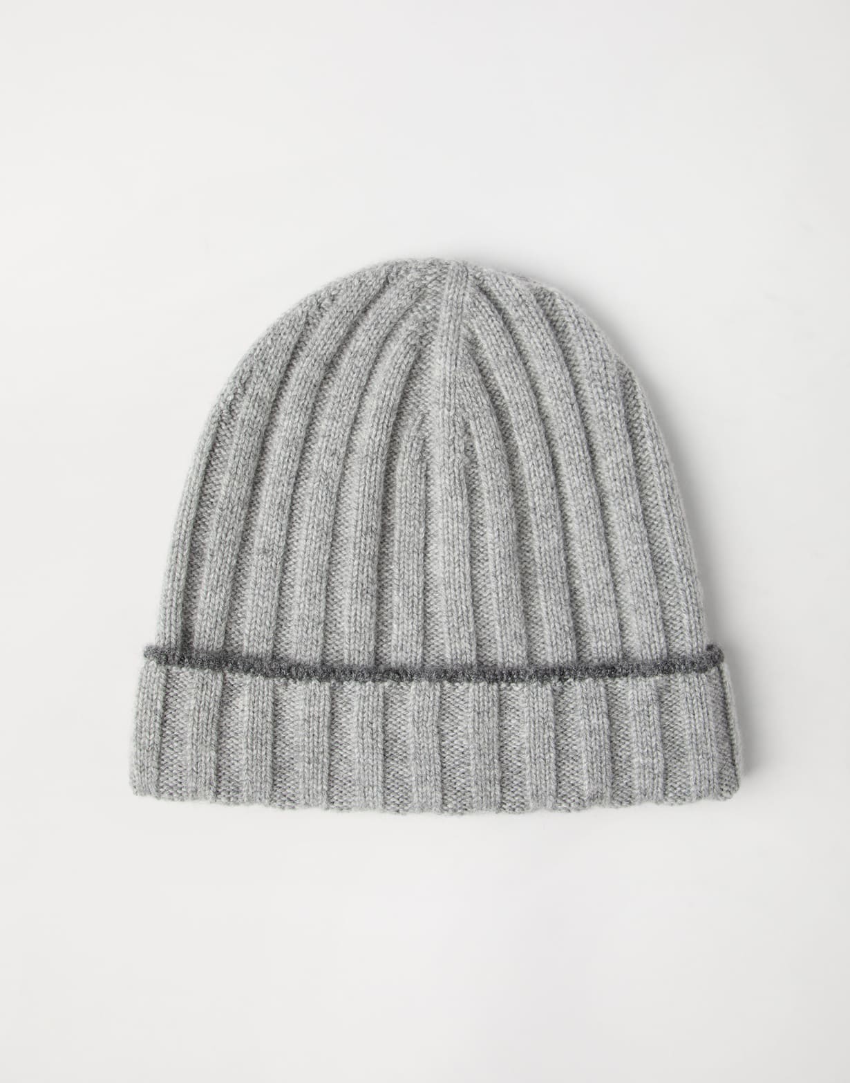 Cashmere rib knit beanie Light Grey Man - Brunello Cucinelli