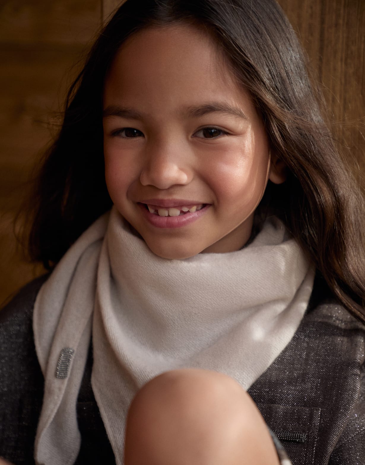 羊绒围巾 浅米色 女童 - Brunello Cucinelli