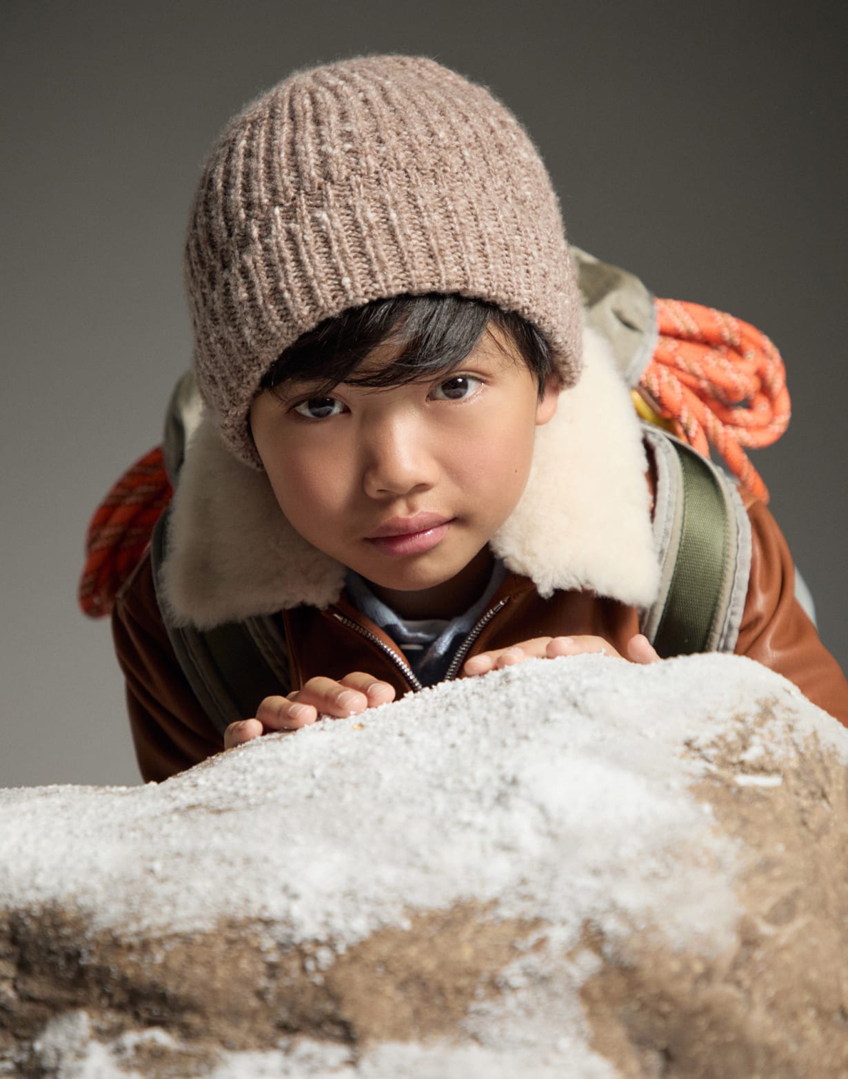 羊绒编织帽 浅棕色 男童 - Brunello Cucinelli