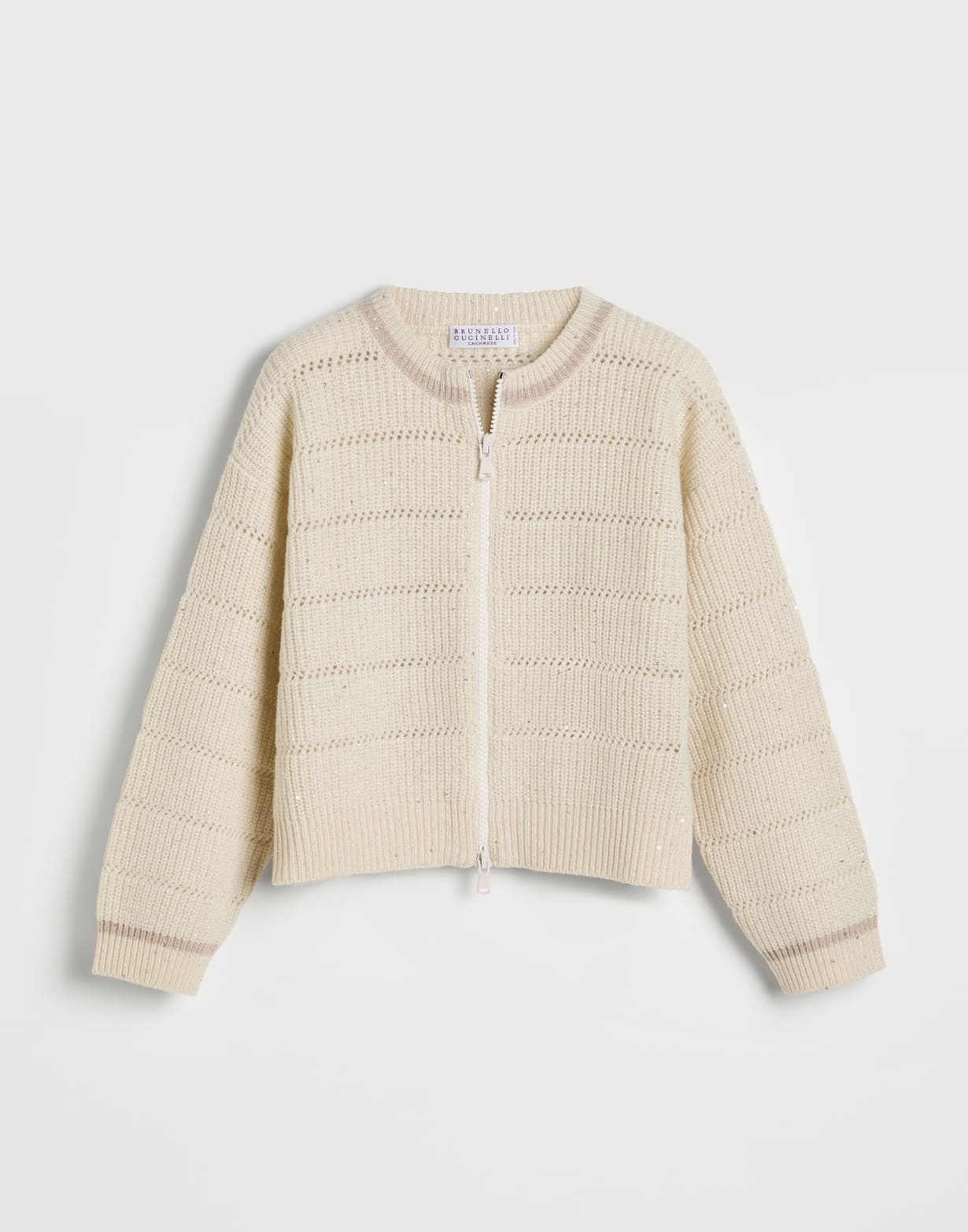 闪耀拉链开衫 巴拿马色 女童 - Brunello Cucinelli