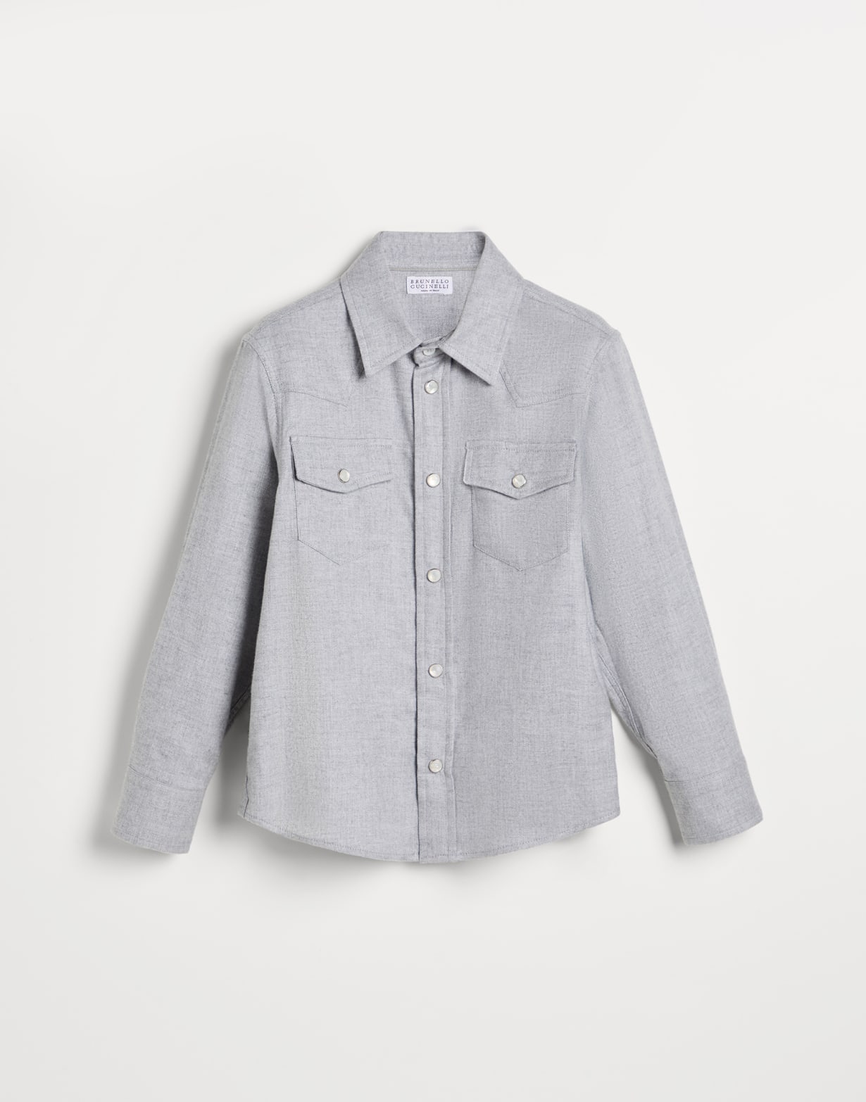 Camisa con automáticos Gris Niño - Brunello Cucinelli