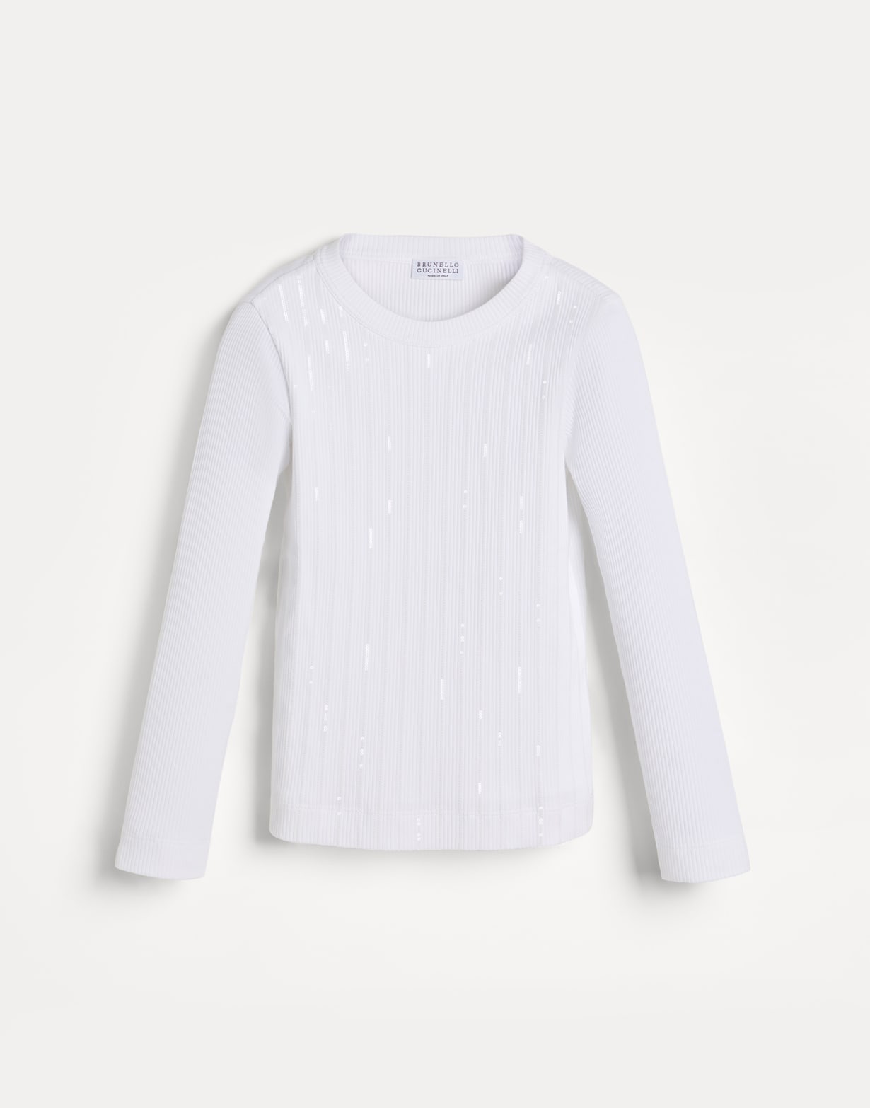 T-shirt with dazzling stripe embroidery White Girls - Brunello Cucinelli