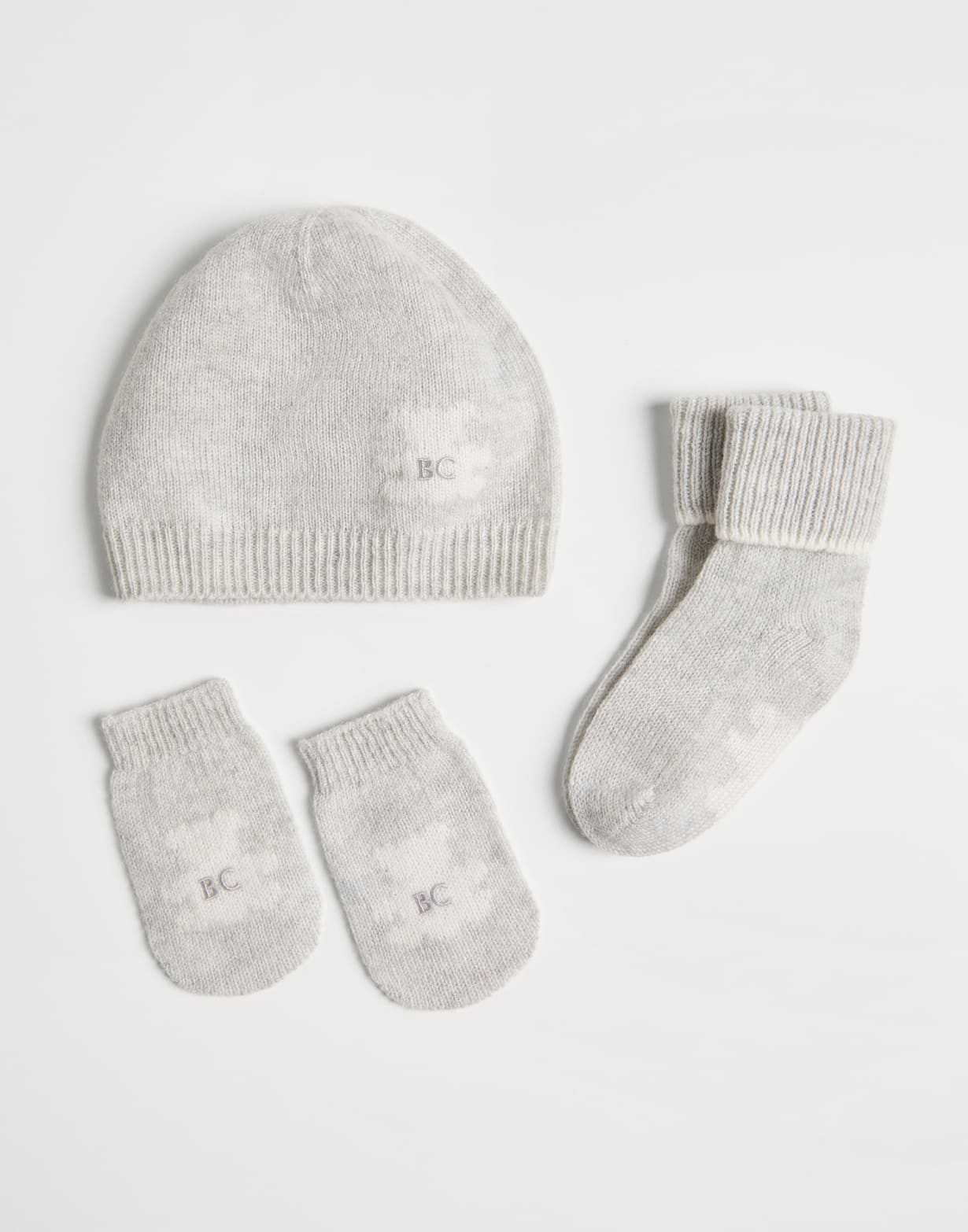 Baby Bernie beanie and socks set Light Grey Baby - Brunello Cucinelli