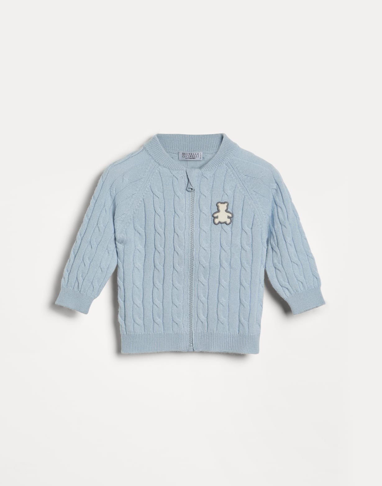 Bernie Baby cable knit sweater Sky Blue Baby - Brunello Cucinelli