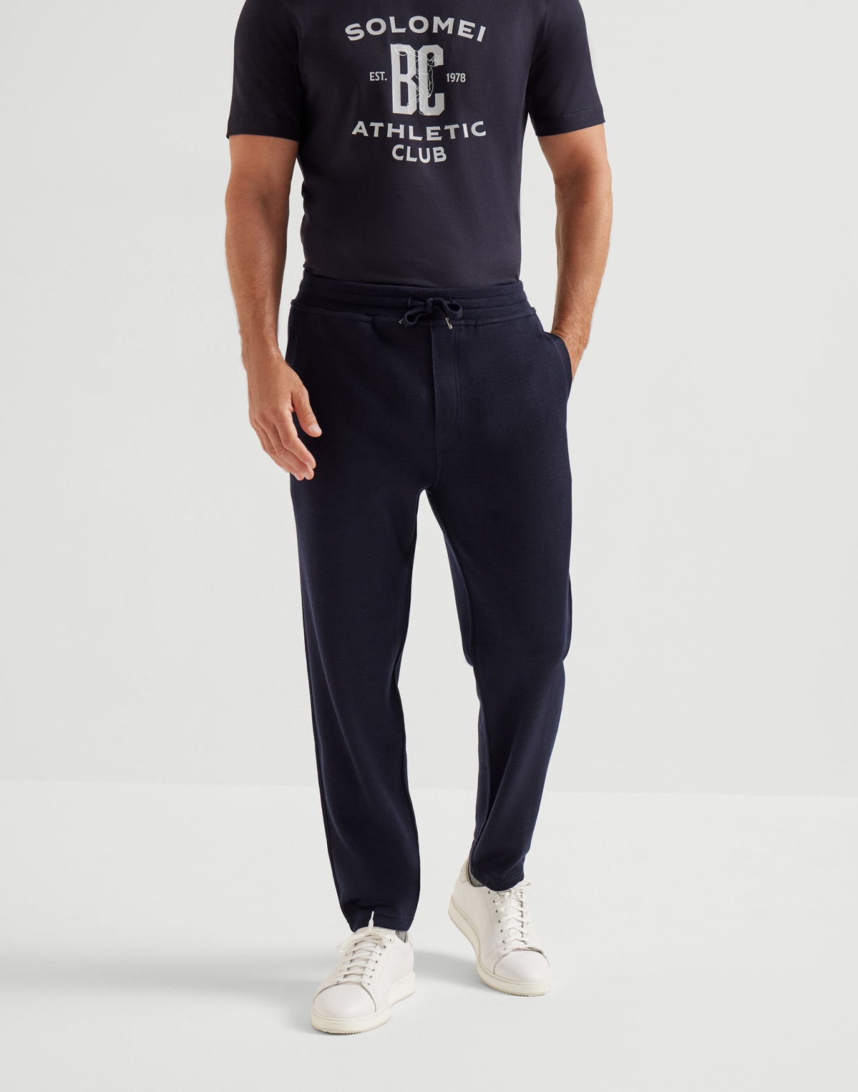 French terry trousers Navy Blue Man - Brunello Cucinelli