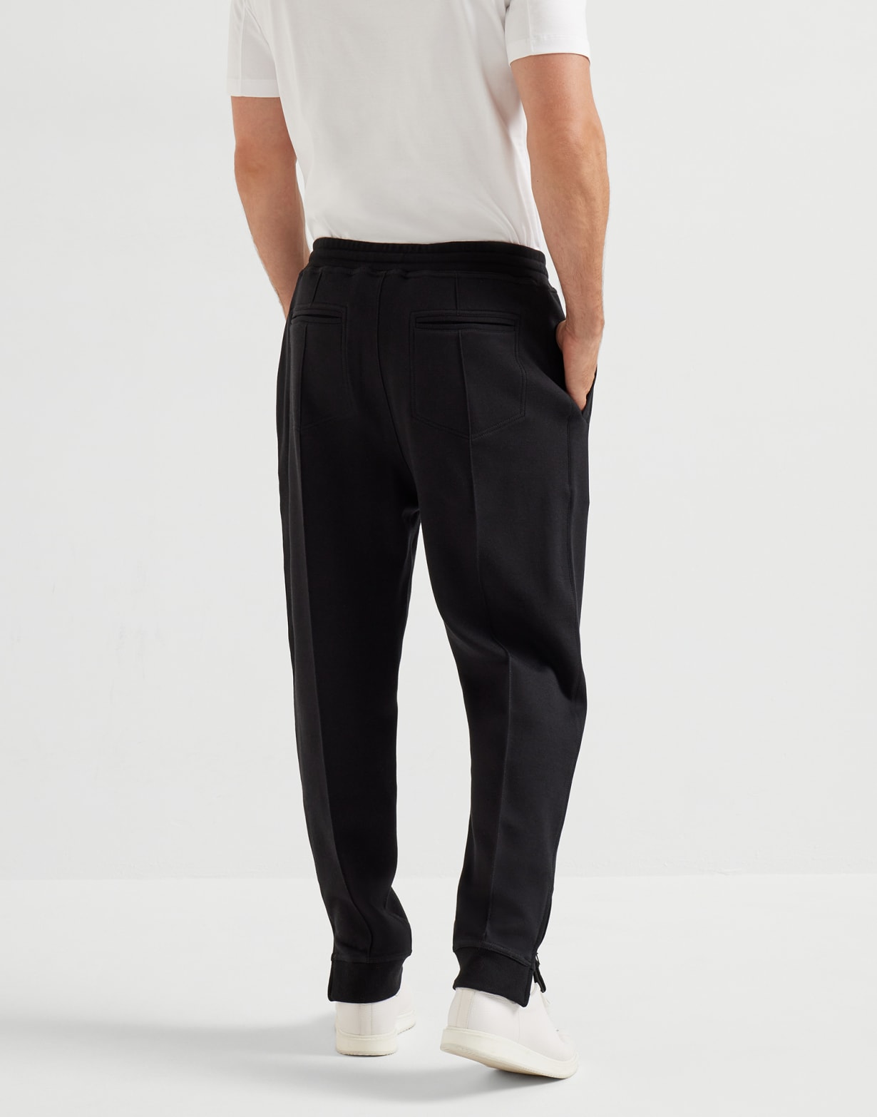 Pantalone in felpa double Nero Uomo - Brunello Cucinelli