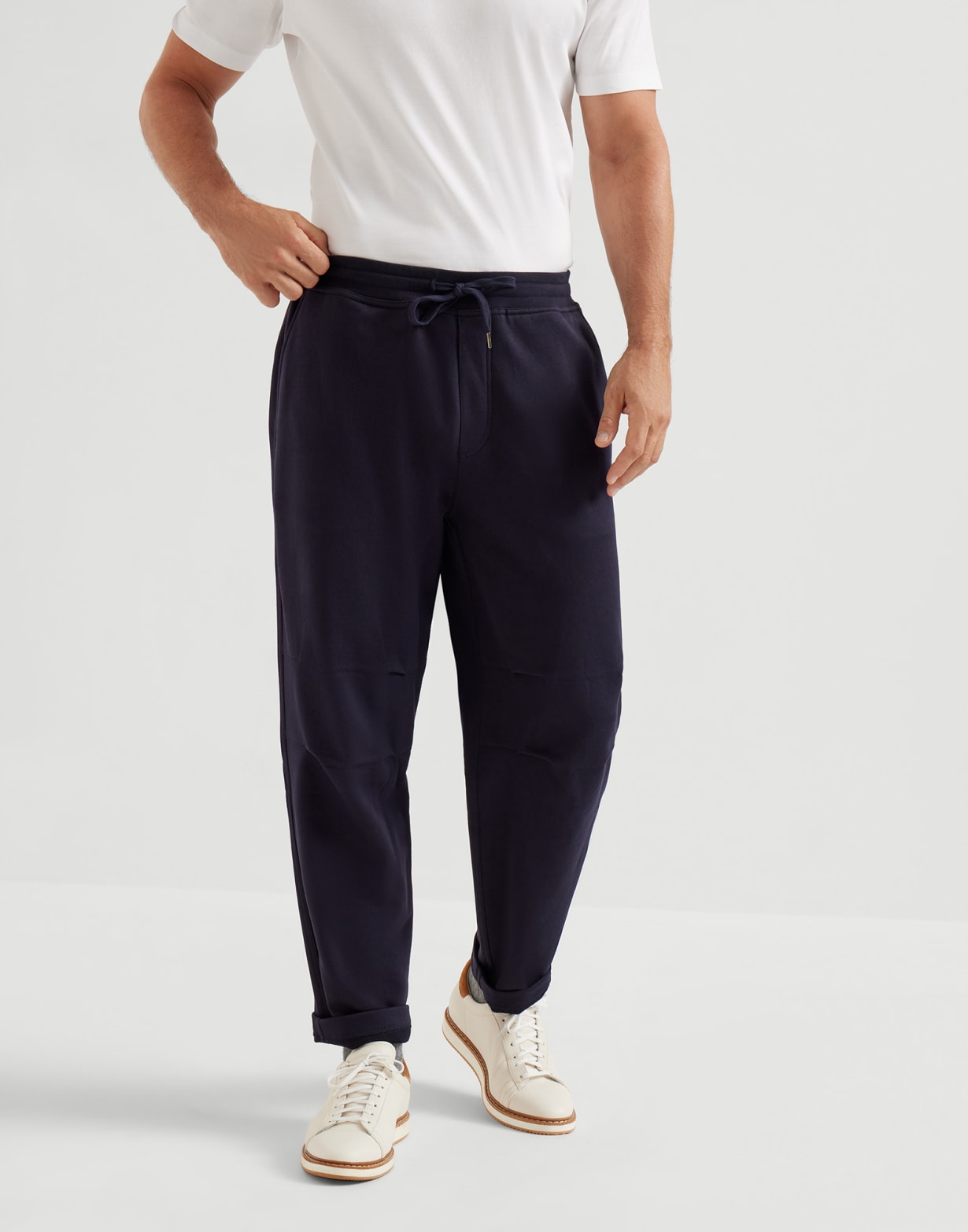 French terry trousers Navy Blue Man - Brunello Cucinelli