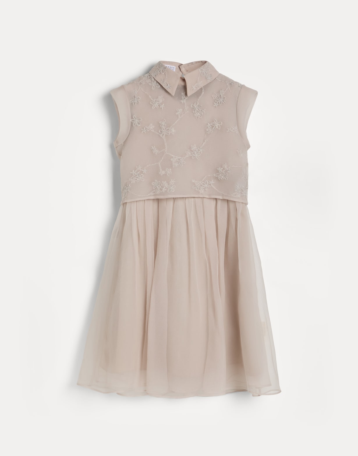 挺括丝绸连衣裙 自然色 女童 - Brunello Cucinelli