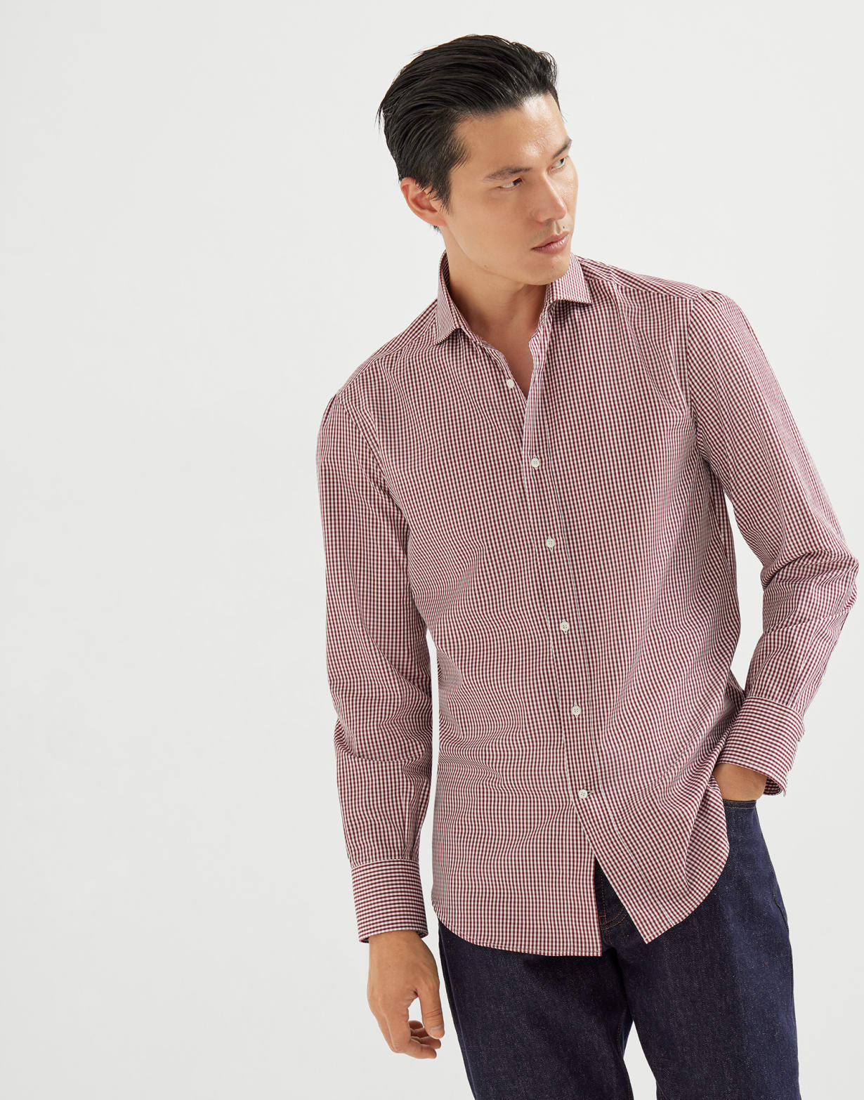 Spread collar shirt Amaranth Man - Brunello Cucinelli