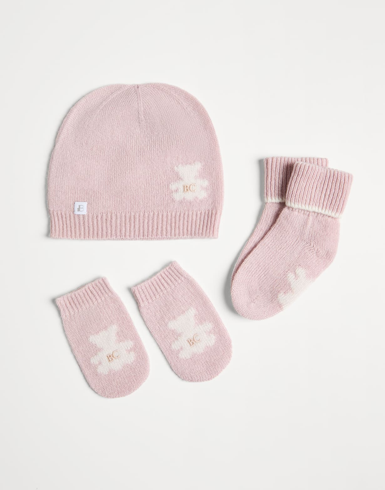 Baby Bernie beanie and socks set Pink Baby - Brunello Cucinelli
